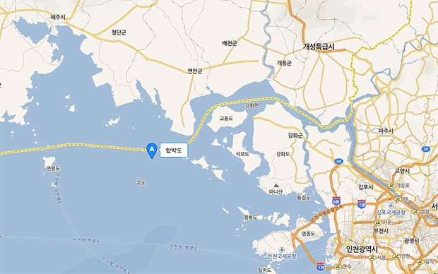 함박도 위치(네이버 지도)