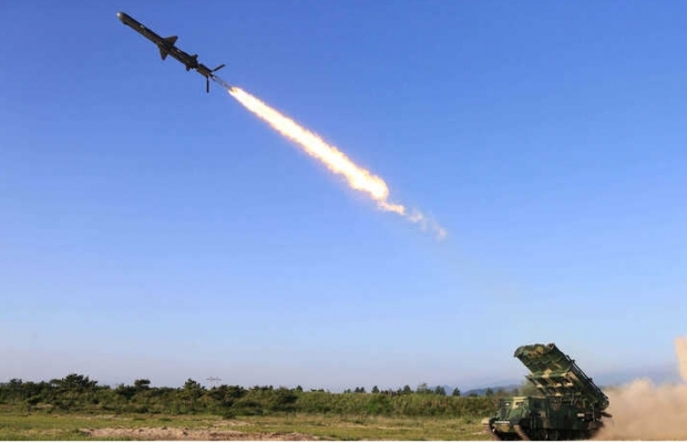 북한이 지난 2017년 5월 순항미사일을 시험발사했다며 공개한 사진.