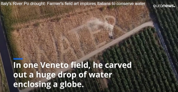 이탈리아의 최대 농업 연합인 콜디레티(Coldiretti)에 따르면, 가뭄은 국가 농업생산의 30% 이상을 위협하고 있으며, 파르마 햄(Parma ham)이 생산되는 포 계곡의 농장의 절반을 위협하고 있다. / 사진 : 유로뉴스 비디오 캡처