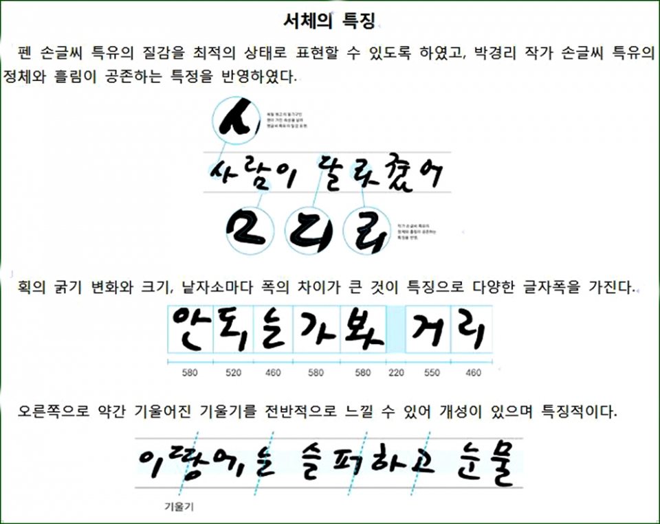 박경리체 폰트