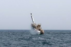 북한의 SLBM 실험 모습.