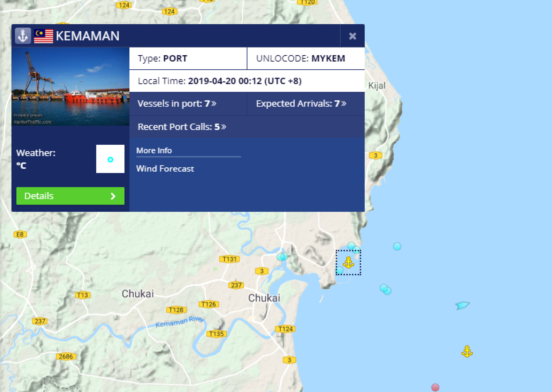 인도네시아에서 북한산 석탄을 실은 것으로 의심되는 파나마 선박 '동탄'호가 말레이시아 케마만 항 인근 해역에 도착한 것이 '마린트래픽'을 통해 확인됐다.