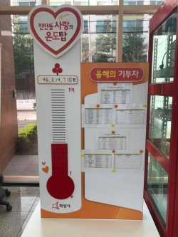 진안동 사랑의 온도탑 모습