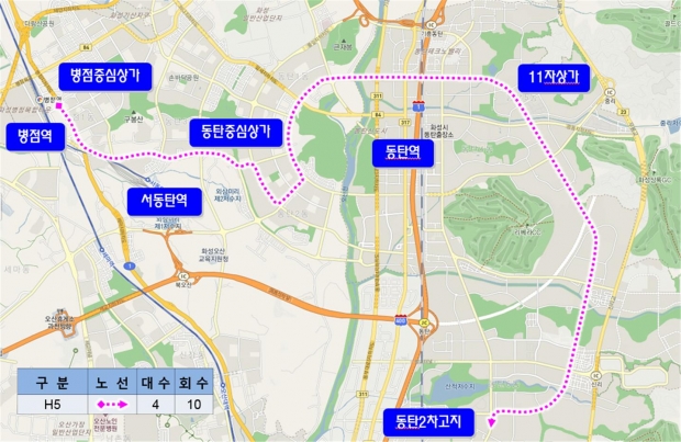 심야버스 h5노선도