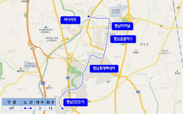 심야버스 h7노선도