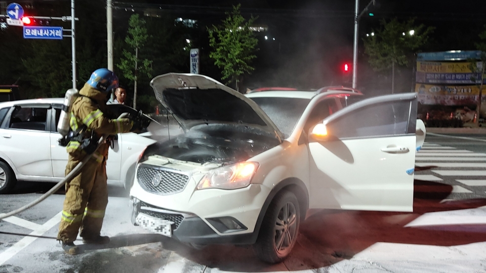 원주에서 발생한 차량화재 사진(참고자료)