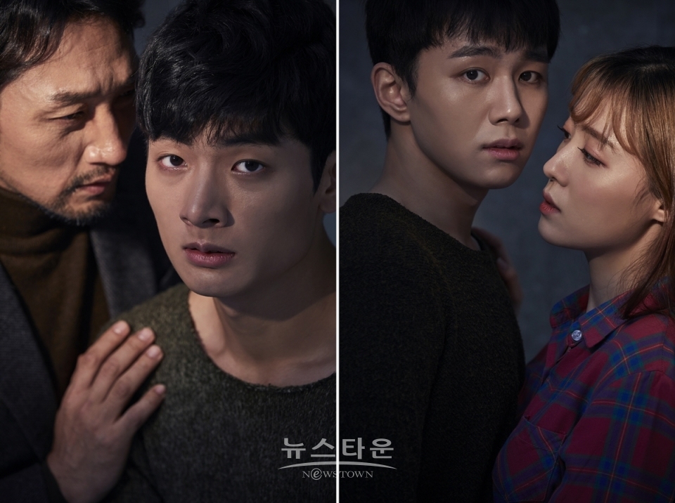 ▲ 연극 '에쿠우스' 컨셉 사진 (왼쪽) 이석준, 서영주 (오른쪽) 오승훈, 김예림B (사진제공=극단 실험극장)