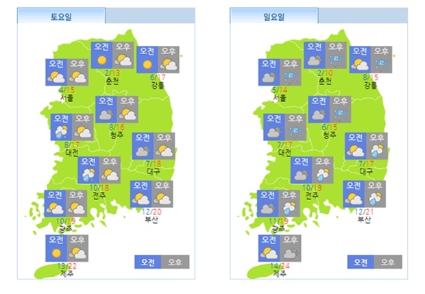 주말 날씨 (사진: 기상청)