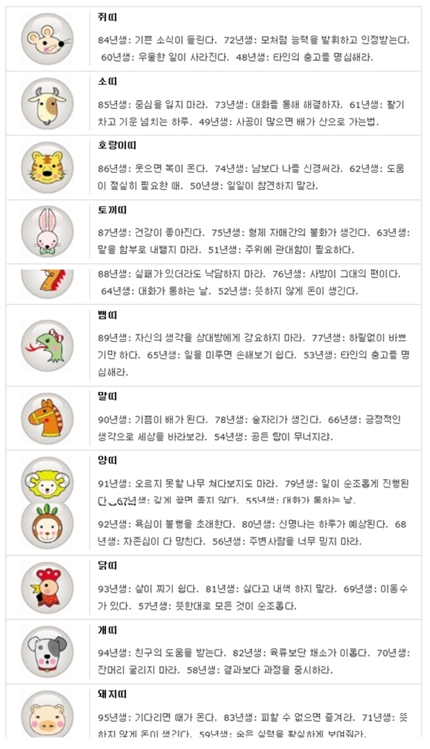 오늘의 운세