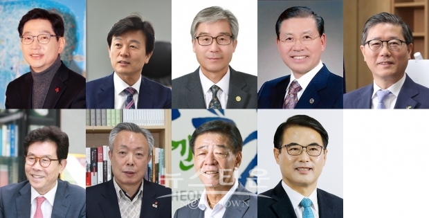 김경수 경상남도지사, 조규일 진주시장, 김남경 경남과학기술대학교 총장, 금대호 진주상공회의소, 변창흠 LH 사장, 송도근 사천시장, 윤상기 하동군수, 이재근 산청군수, 장충남 남해군수 (왼쪽 상단부터)