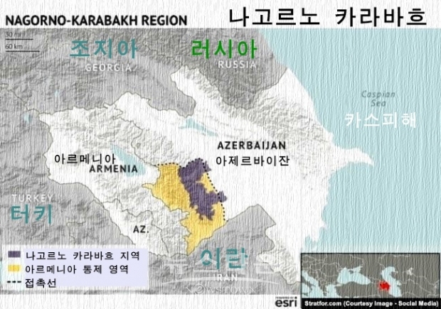 아제르바이잔과 아르메니아는 나고르노-카라바흐 자치주를 둘러싸고 옛  소련 시대부터 대립해왔다.