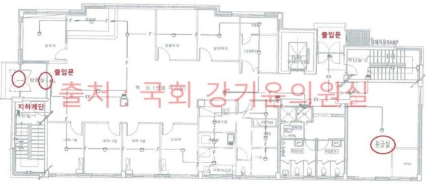 미래통합당 강기윤 의원 (경남 창원시 성산구 , 보건복지위원회 )이 입수한 전남 고흥군에 위치한 윤호 21 병원 해당 건물의 1 층 도면 [자료=강기윤 의원 사무실]