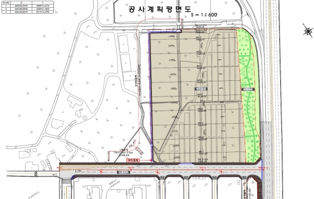 경주시 천북면 신당리 경주경찰서 신청사 예정지 현황 평면도(부지조성 공사계획 평면도).