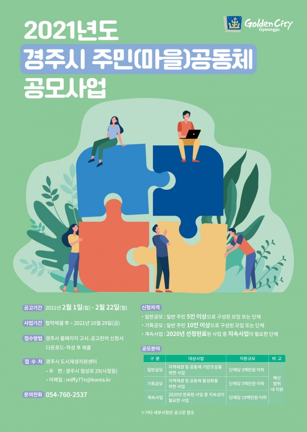 ‘2021년 주민(마을)공동체 공모사업’ 지원대상 모집 리플릿