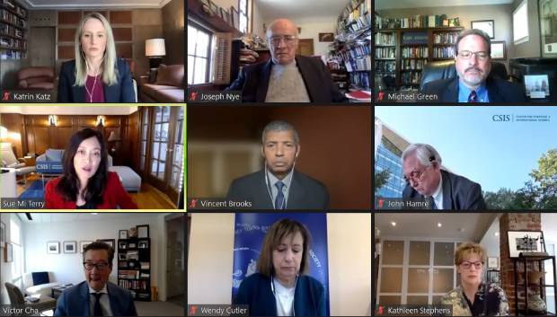 22일 CSIS가 개최한 한미동맹 제언 보고서 관련 온라인 토론회에 참석한 한반도 전문가들. 토론회 영상