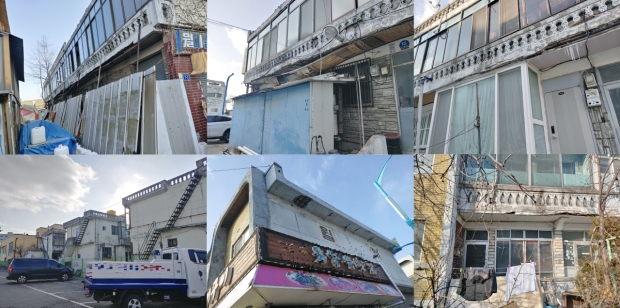 안전검사 E등급의 위험한 다수 건축물들이 즐비하다.