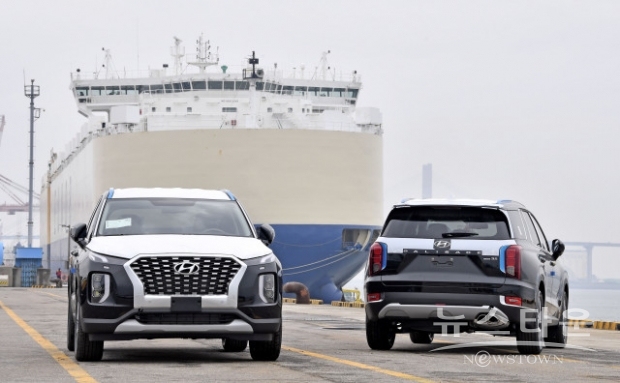 평택항에서 콩고민주공화국으로 수출되는 팰리세이드(사진 : 현대자동차)