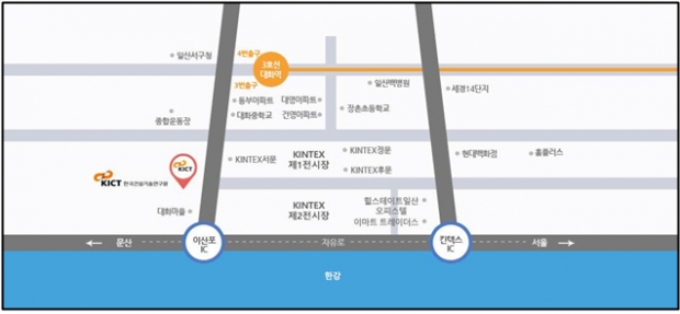 한국건설기술연구원(KICT) 위치도: 경기도 고양시 일산서구 고양대로 283 (대화동 2311)