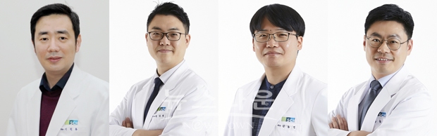 순천향대천안병원이 정부가 공모한 ‘2021년도 하반기 기초연구사업-생애 첫 연구 신규과제 공모’에 4명의 교수가 선정됐다. 사진) 좌측부터 이현용, 박정완, 강동현, 송금종 교수