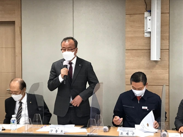 ▲민주평화통일자문회의 대구남구협의회 구용호 회장이 인사말을 하고 있는 모습이다.