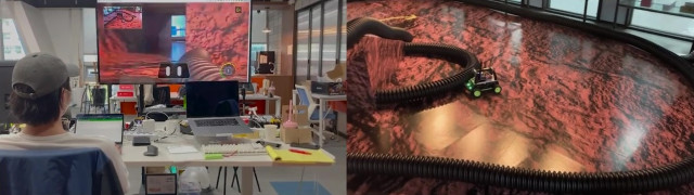 팀그릿이 RC카 레이싱 대회 전 자체 개발한 RC카 로봇 원격 제어 기술을 시연하고 있다.
