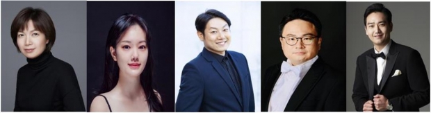 왼쪽부터 김선아(지휘), 임소정(소프라노), 장정권(카운터테너), 홍민섭(테너), 우경식(베이스)