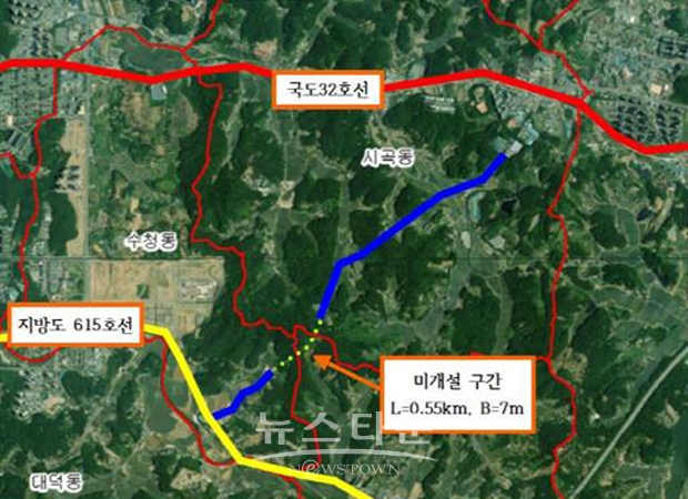 당진 농공단지~수청동 단절된 도시계획도로 개설 관련 지도