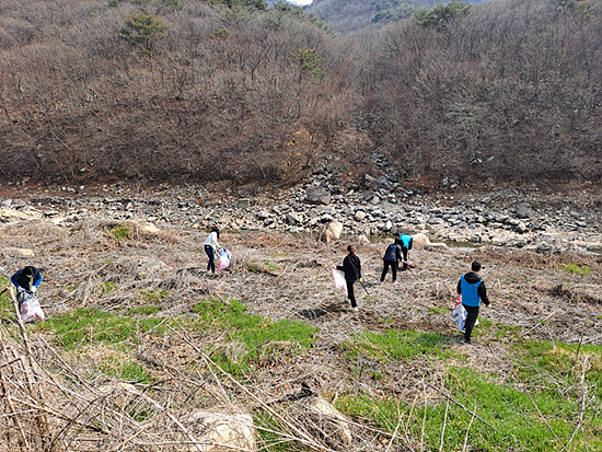 양산시는 밀양댐 상류 환경정화 활동을 했다[사진=양산시]