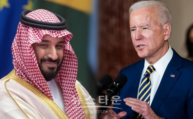 석유 생산에 대한 현재의 교착상태는 미국 정책입안자들에게 양국 관계의 미래 방향을 재고할 기회를 제공한다.  / 사진 왼쪽이 모하메드 빈 살만(MBS) 왕세자/ 조 바이든 미국 대통령