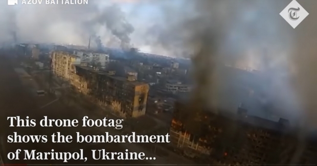 우크라이나 남부 도시 마리우폴의 전쟁 참사 / 사진 : 영국 텔레그래프 동영상 캡처