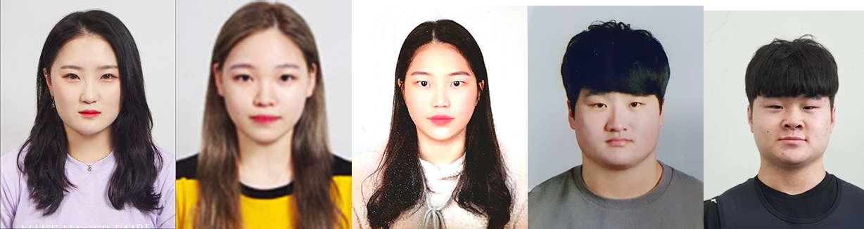 원주시청 직장운동경기부 역도팀 왼쪽부터 박다애, 함은지, 이예림, 고근형, 이동은 선수