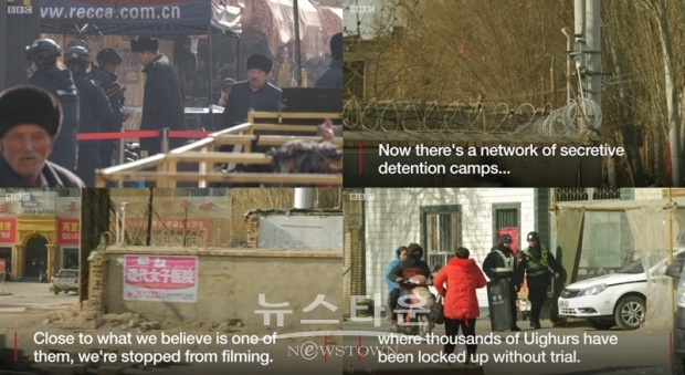 한 두 국가의 힘만으로는 위구르 소수민족에 대한 무자비한 탄압, 박해, 인권침해 등을 밝혀낼 수 없다. 유엔을 비롯 국제사회가 줄기차게 반복적으로 중국 방문 조사를 통한 실제적인 실태조사를 중국 공산당 정부에 요구해야 한다. / 사진 : 영국 비비시 뉴스 비디오 캡처