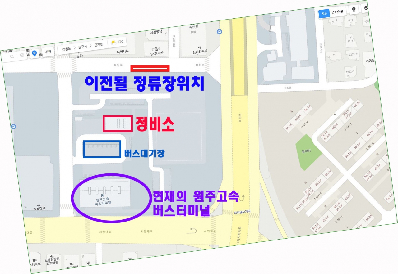 고속버스터미널지도, 이전 정류장현장