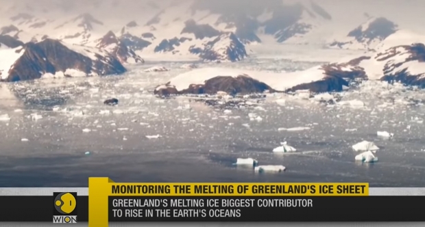 만약 그린란드의 얼음이 모두 녹았다면 세계 해수면은 약 7.5m 상승한다. / 사진 : 뉴스 사이트 WION 비디오 캡처