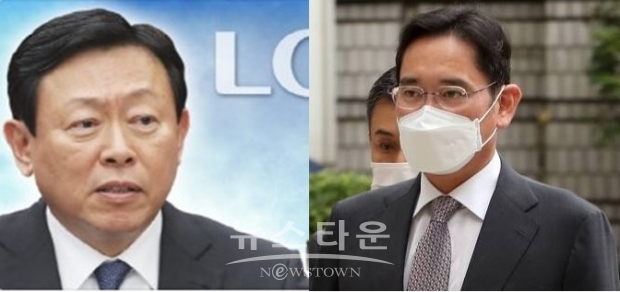 사진 : 신동빈 롯데그룹회장(왼쪽)/ 이재용 삼성전자 부회장
