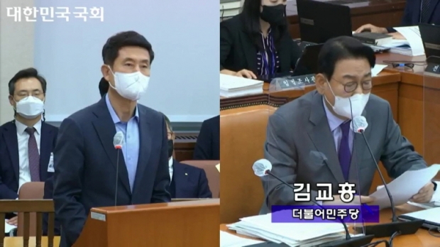 (왼쪽)국정감사 증인출석중인 이강덕 포항시장