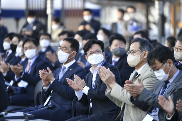 김병수 김포시장이 23일 ‘2022 UAM 비행시연 행사’에 참석했다.