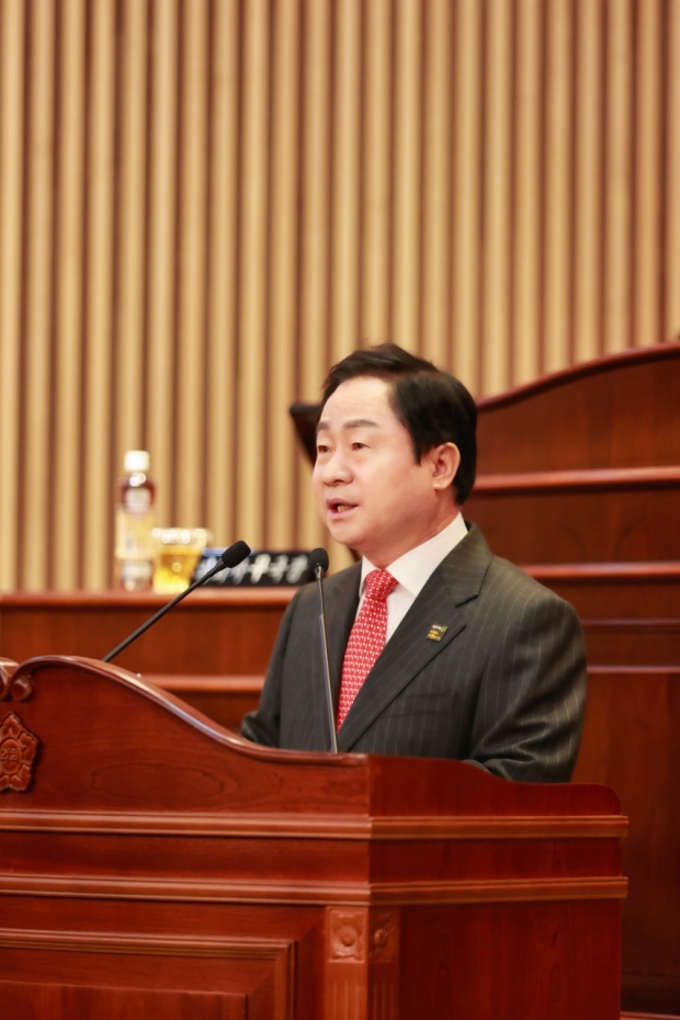 주광덕 남양주시장이 2023년 슈퍼성장시대 이끌 청사진을 제시하고 있다.
