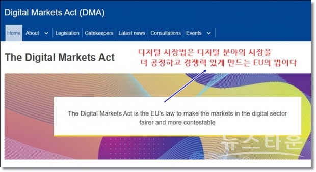 유럽연합, 디지털 시장법 관련 홈페이지