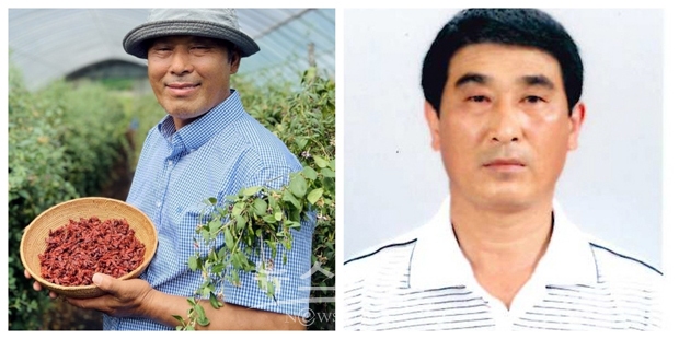 청양군이 올해 최고의 농작물 재배 결과를 보여준 고추왕·구기자왕을 선정했다. 사진) 좌측부터 고추왕 이한영 씨, 구기자왕 엄대섭 씨