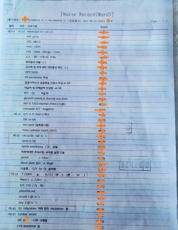 병원이 경찰에 제출한 간호기록지, 시간과 신생아 점수가 다르다.