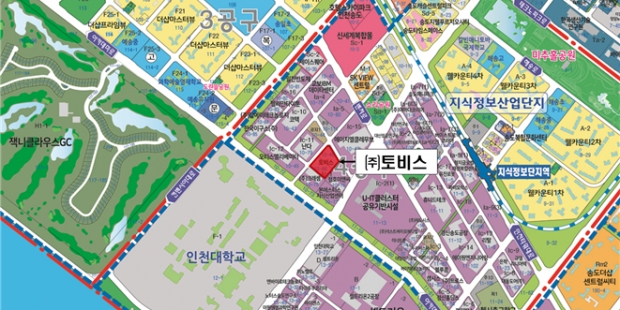 ㈜토비스의 제조시설 위치도