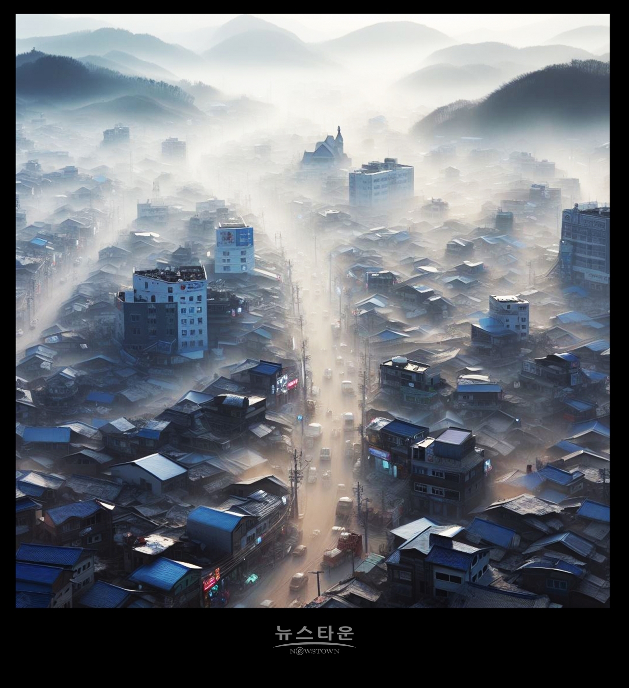 미세먼지에 대한 경각심을 주기위한 가상도 사진자료