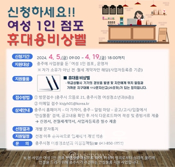 여성 1인 점포에 휴대용 비상벨