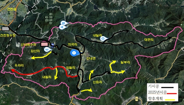 산내면 상수도 확충사업 위치도