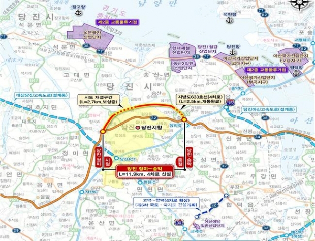 국도 32호 대체 우회도로 건설사업 노선도
