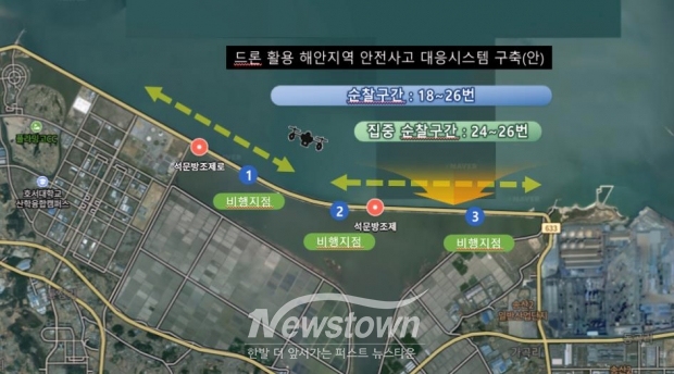 석문방조제 드론 순찰 구간