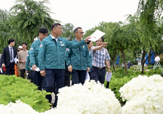 공주 유구색동수국정원 꽃 축제 현장점검