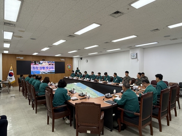 18일 시청 종합상황실에서 2025년 을지연습 최초상황보고회를 개최했다.