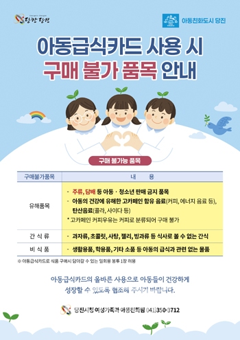 아동급식카드 구매 불가 품목 안내